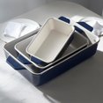 thumbnail image 2 of Kook Ceramic Bakeware Set, Casserole Dish For Cooking, Set of 3, Navy, 2 of 4