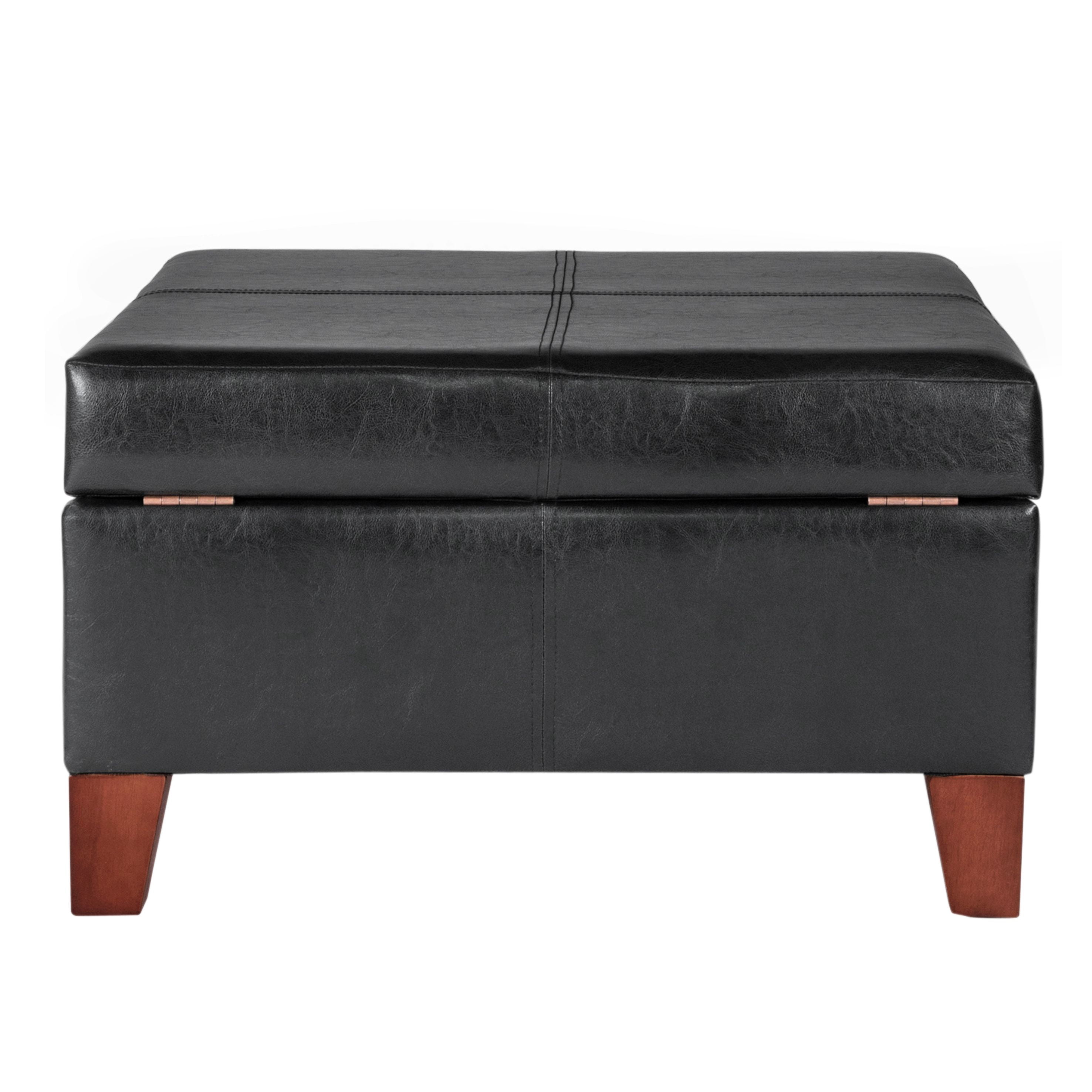 HomePop Luxury Leather Storage Ottoman, Multiple Colors