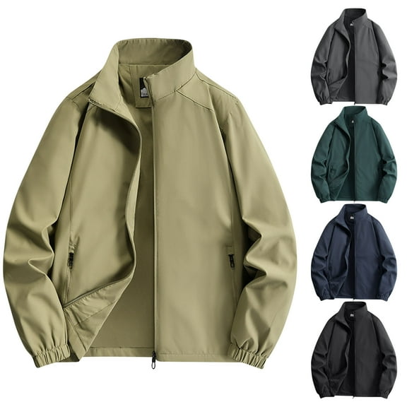 Miluxas Men's Bomber Jacket Lightweight Casual Windbreaker Jackets Zip Up Coat Khaki