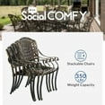 thumbnail image 7 of SOCIALCOMFY 7-Piece Outdoor Patio Dining Set, All-Weather Cast Aluminum Furniture Conversation Set, Include 6 Cushioned Chairs and a Rectangle Table with Umbrella Hole for Balcony Lawn Garden Backyard, 7 of 7