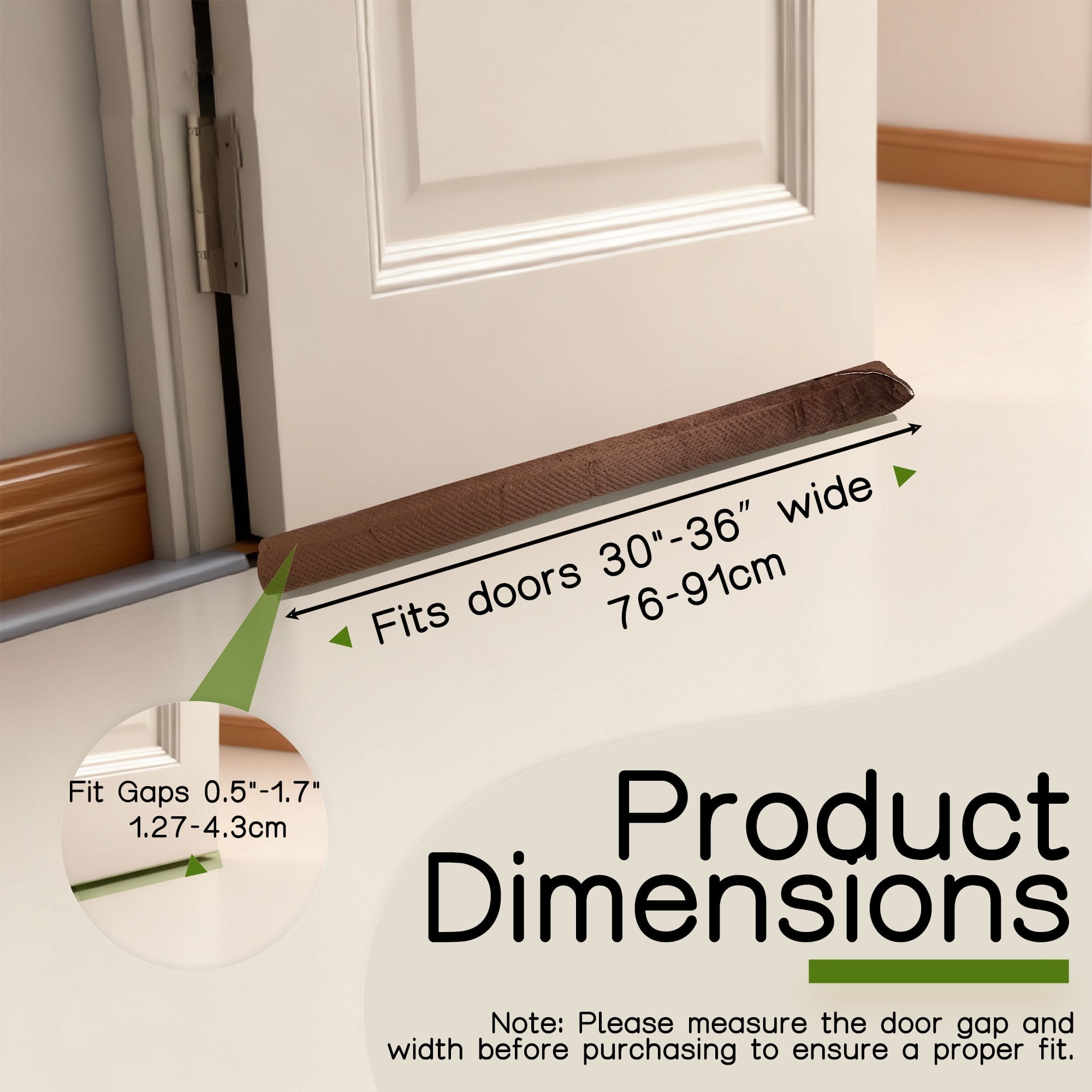 Door Draft Stopper for Bottom of Door, Under Door Gap Filler for Big Gap, No Folding Required, Flexible Installation Door Sweep soundproofing Strip for Home & Apartment, 30-36in
