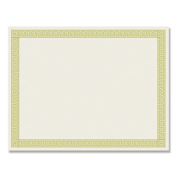 Great Papers! Ivory/Gold Foil Border Certificates, 8.5" x 11", with Channel Gold Border, 12 Pack