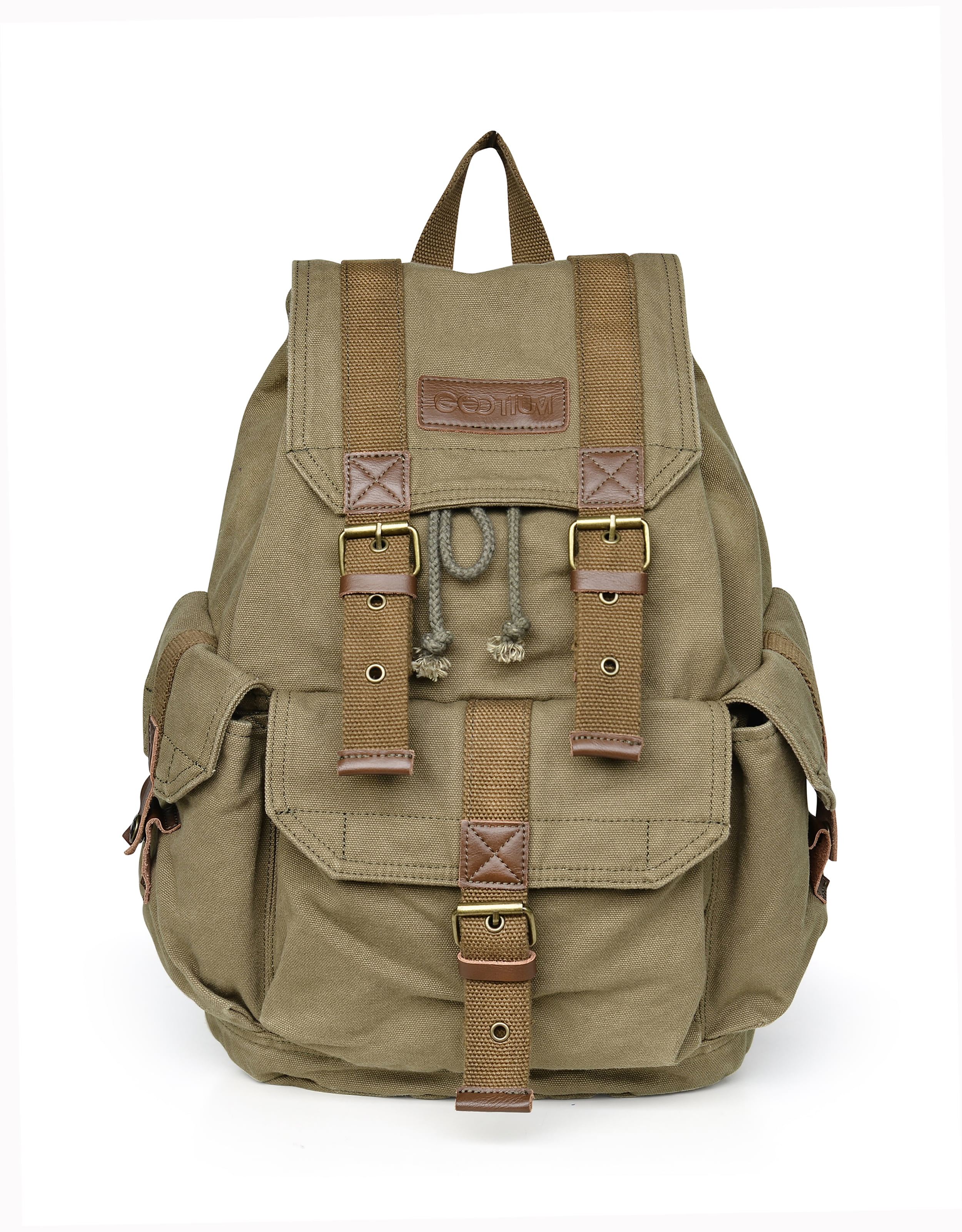 Swiss Tough Vintage Alpine Leather and Rubberized Canvas Rucksack Backpack