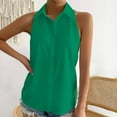 ZOHIUM Women's Button Down Shirt Sleeveless Basic Casual Solid Color