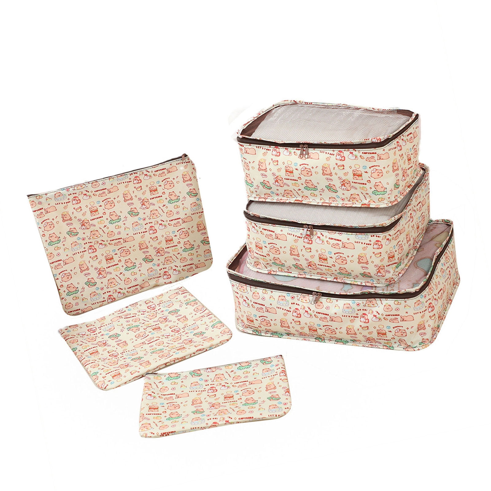 6Pieces Luggage Organizers Set Packing Cubes with Water Resistant Materials Includes Shoe Bag and Toiletry Pouches