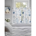thumbnail image 4 of Tier Curtains 45 Inches Long, Navy Blue Coastal Window Treatment Curtain Drapes, Nautical Summer Beach Coral Sea Turtle Window Half Privacy Curtains for Bedroom Bathroom, 42"x45", 2 Panels, 4 of 7