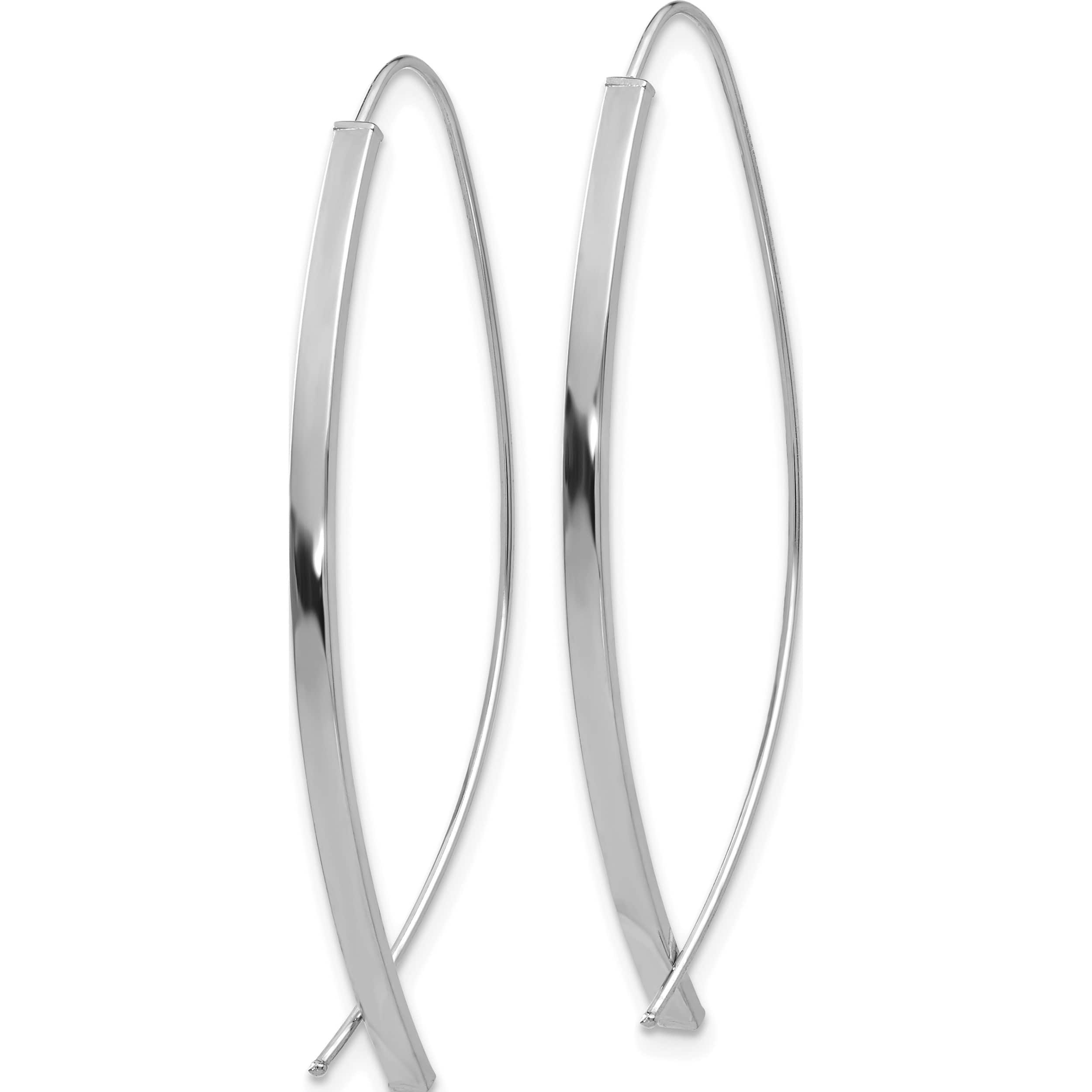 14K White Gold 1.75mm Square Tube Wire Threader Earrings (42.8 X 16.5) Made In Peru tf1317w