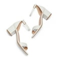 thumbnail image 2 of Pennysue Women's Chunky Low Heels Sandals White Pu Ankle Strap Wedding Shoes 9.5M, 2 of 6