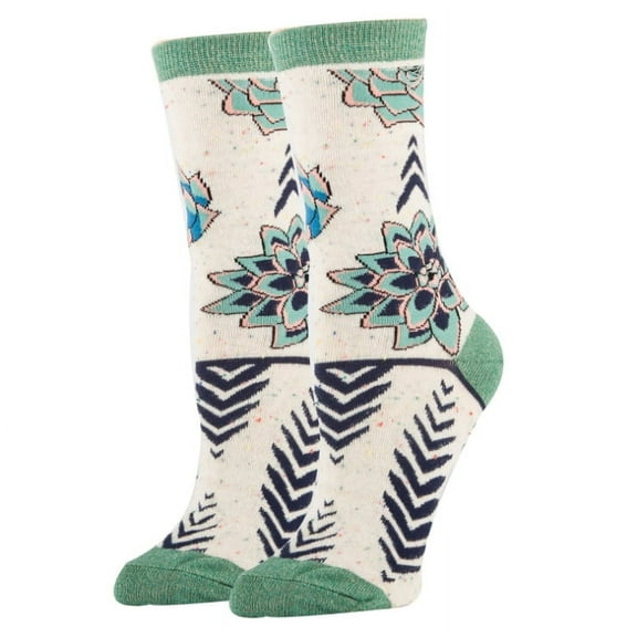 Sock It Up Women’s Colorful Patterned Dress Socks, Premium Cotton Casual Fashion Crew Socks, Succulent Dreams