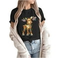 thumbnail image 4 of T-shirt de Noël Imprimé à Manches Courtes Col Rond Décontracté pour Femmes, 4 of 8