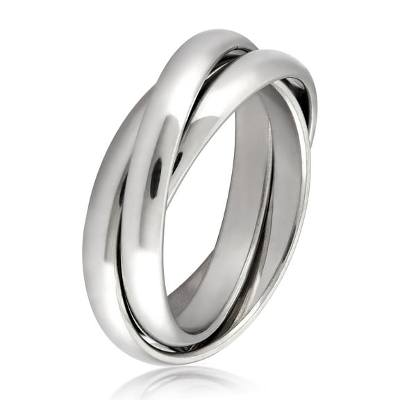 Coastal Jewelry Polished Intertwined Triple Stainless Steel Ring (9mm)