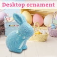 thumbnail image 6 of Shiny Flocked Foam Bunny Figurines Easter Glitter Flocked Bunny Table Decor Spring Rabbit Figurines with Bow Tie for Home Office Indoor Party, 6 of 6