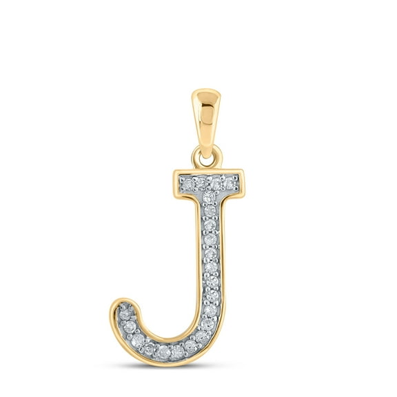 10k Womens Yellow Gold Initial "J" Pendant 0.06CTW Natural Diamonds 0.46g Charms