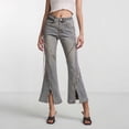thumbnail image 5 of MIXUE Jeans For Women Solid Color Baggy High Waist E Girl Style Casual Vintage Denim Loose Straight Leisure Trousers Daily-Wear,Blue,L, 5 of 6