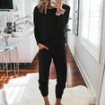 thumbnail image 5 of Baqcunre Home Two Piece Long Sleeve Blouse Long Pants Pajamas Casual Sets Loungewear Set Lounge Set Womens Pajama Sets Women Clothing Pajamas For Women,Color Black,Size L, 5 of 7
