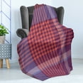 thumbnail image 4 of Checkered Soft Flannel Fleece Blanket, Retro British Irish Cultural Pattern of Tartan Abstract Celtic Design, Cozy Plush for Indoor and Outdoor Use, 60" x 80", Purple Lavender Orange, by Ambesonne, 4 of 5