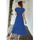thumbnail image 3 of Vestido PRETTYGARDEN Maxi Bohemio Azul Oscuro Grande con Escote Cruzado en V y Cinturón, 3 of 7