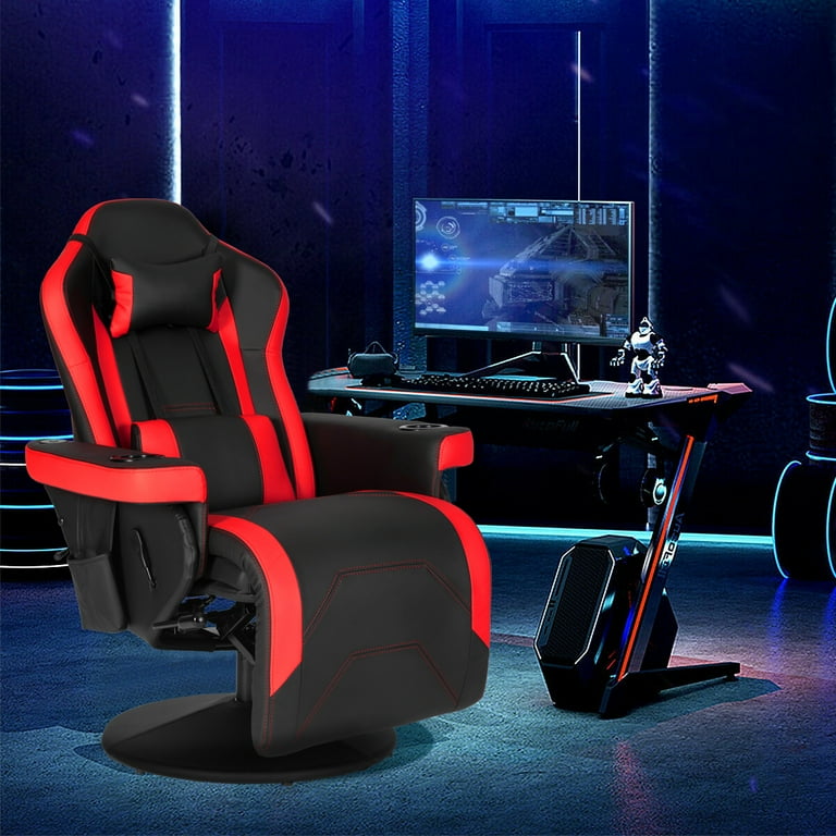 MoNiBloom Video Gaming Chair with Massage, Racing Gaming Chair with  Bluetooth Speakers, Computer Chair with Adjustable Backrest and Footrest,  Red 