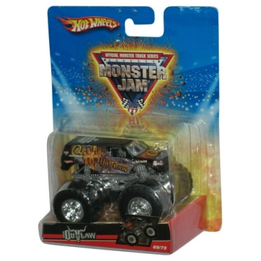 Hot Wheels Monster Jam (2008) Black Iron Outlaw Toy Truck 69/75 - (Small Dent)