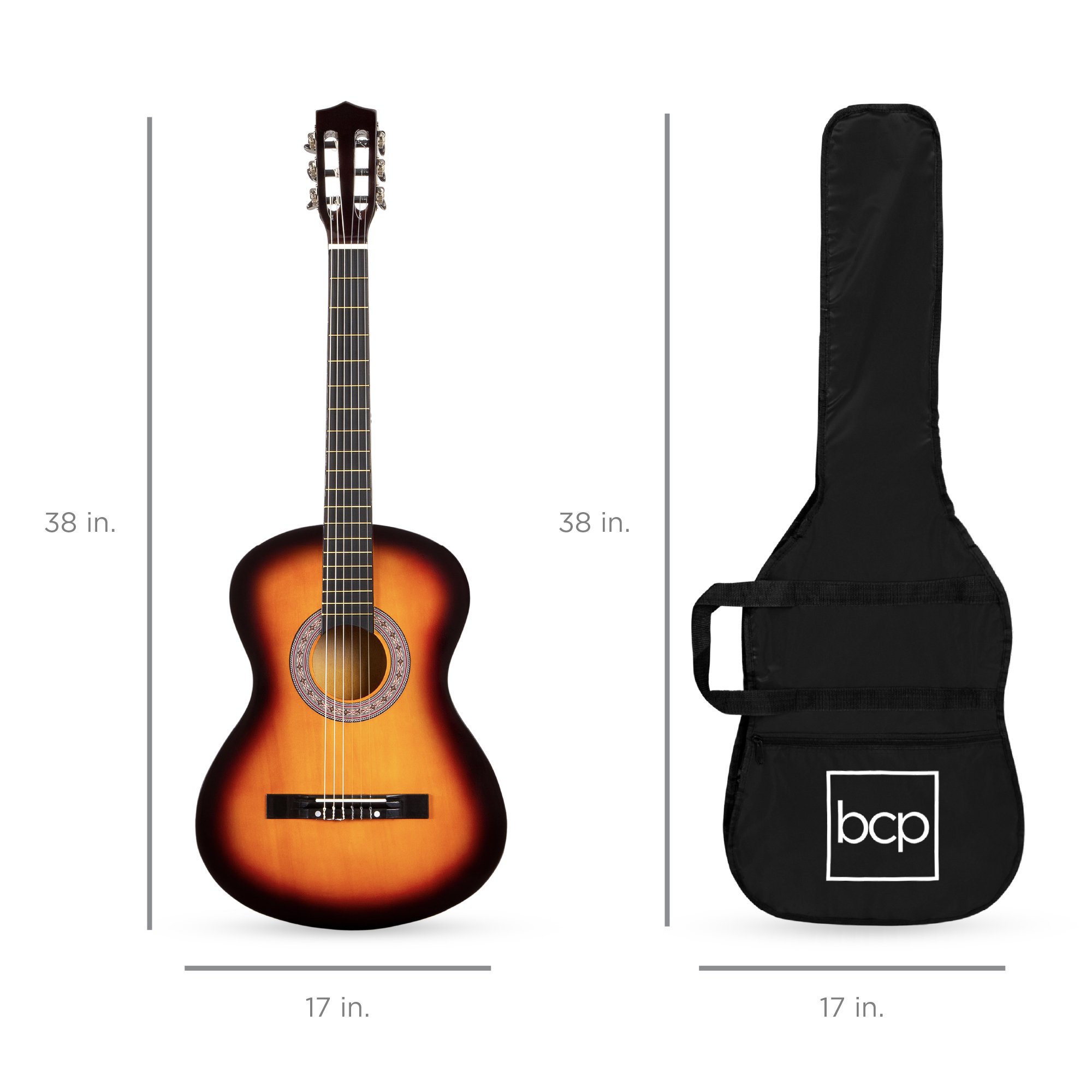 Best Choice Beginners Acoustic Guitar - Best Choice Products 38in Beginner Acoustic Guitar Starter Kit W Case Strap Digital Tuner Pick Strings Sunburst Walmart Com Walmart Com