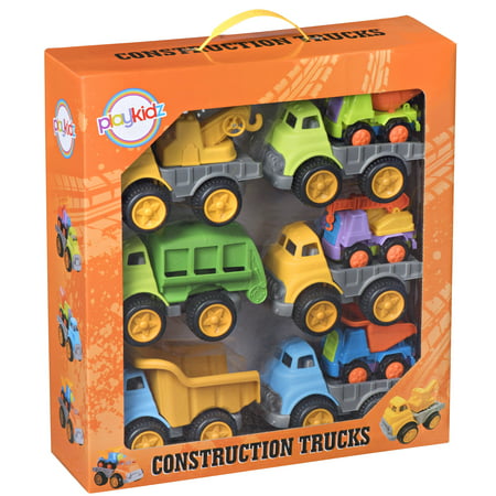 Playkidz Construction Trucks  Bulk Pack of [9] Go Cunstruction for Boys & Girls  Assorted  Vehicles for Home, School, Party, Toddler Birthday & More  Recommended Ages