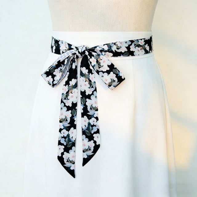 Elegant Printed Narrow Scarf Belt For Everyday Wear A Versatile Accessory With Fashion Ribbon For Neck And Hair