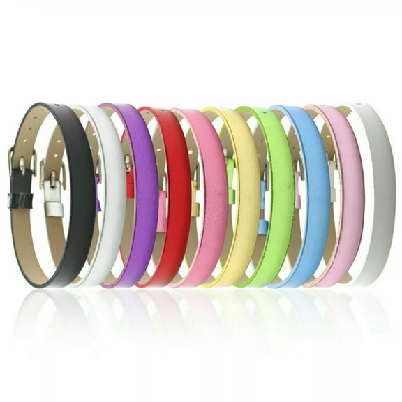 U8MO 10 Mixed Metallic Color Faux Leather Bracelet Wristband Fit 8mm Slider Charms