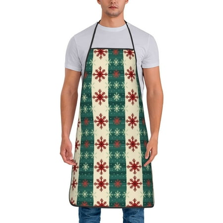 

Xecao Christmas Snowflakes Plaid Print Funny BBQ Chef Aprons for Men Women Adjustable Kitchen Cooking Aprons with Pocket Waterproof Oil Proof No Pilling Fading