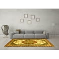 thumbnail image 3 of Ahgly Company Machine Washable Indoor Square Abstract Yellow Modern Area Rugs, 7' Square, 3 of 4