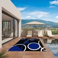 thumbnail image 3 of Black Blue Outdoor Rug for Patio/Deck/Porch, Non-Slip Large Area Rug 6 x 9 Ft, White Circle Geometric Abstract Texture Indoor Outdoor Rugs Washable Area Rugs, Reversible Camping Rug Carpet Runner, 3 of 8