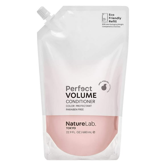 NATURELAB. TOKYO Perfect Volume Conditioner: Eco-Friendly Refill Pouch: Lightweight Hair Conditioner, Build Lift, and Body to Flat, Fine, or Limp Hair I 22.9 FL OZ / 680ml