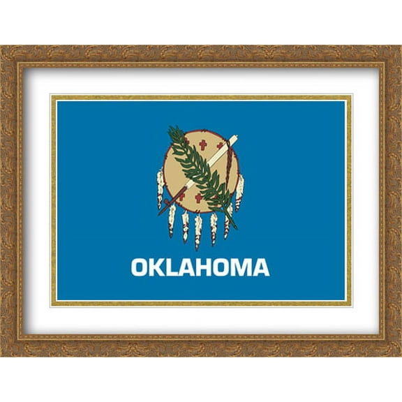 Oklahoma State 2x Matted 36x28 Large Gold Ornate Framed Art Print by The Flag Art Print Series