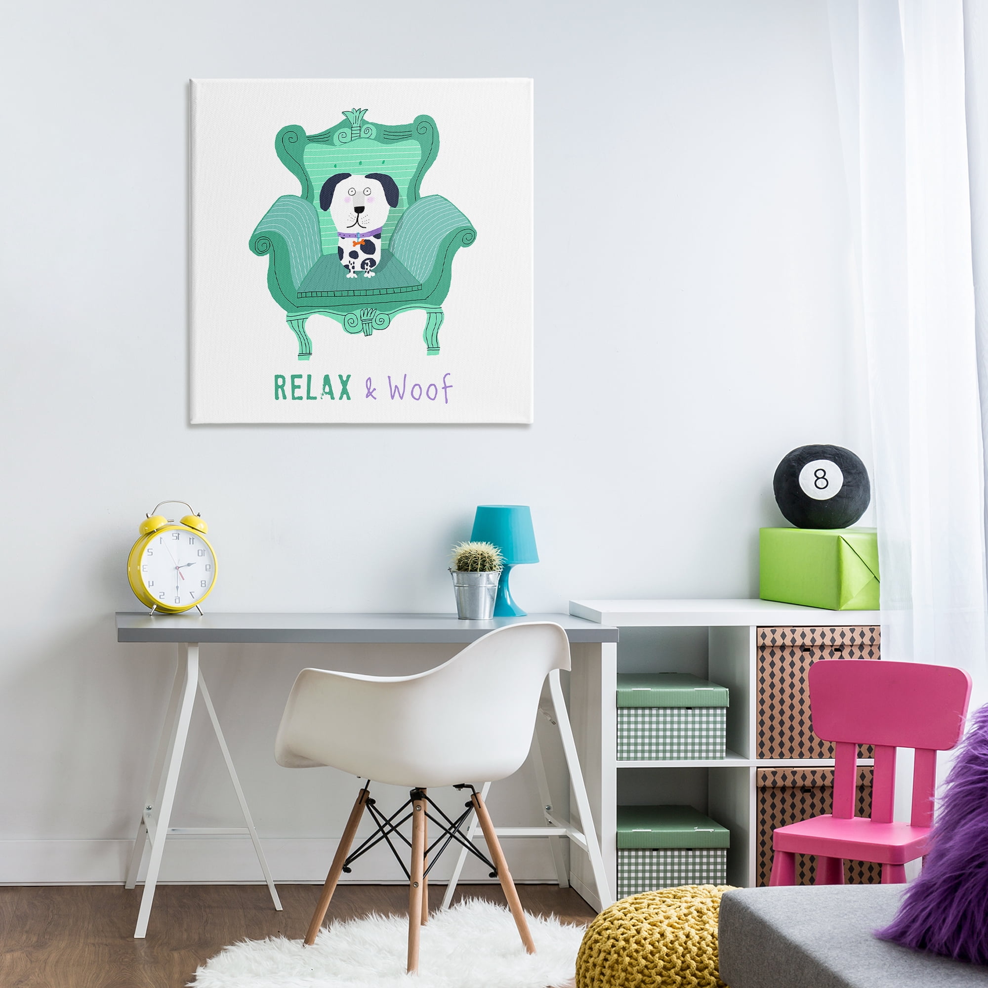 Stupell Industries Relax & Woof Cat Furniture Painting Wrapped Canvas Art Print Wall Art, 30 x 30