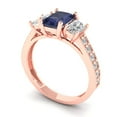 thumbnail image 2 of Three-Stone Engagement Ring for Women - 1.88ct Simulated Blue Sapphire in 14K Rose Gold Promise Ring, 2 of 6