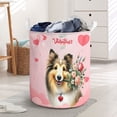 thumbnail image 3 of Happy Valentine's Day Shetland Sheepdog holding flowers Foldable Laundry Basket Sheltie Dog Lover Gifts Organizer Storage with Handles - 3005, 3 of 5