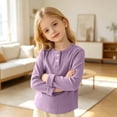 thumbnail image 6 of QIbmong Ribbed Knit Tops for Infants Toddler Girls Boys Crew Neck Cuffed Long Sleeve Kids Casual Fall Winter Loungewear Going out School Shirts(18-24 Months,Purple), 6 of 9