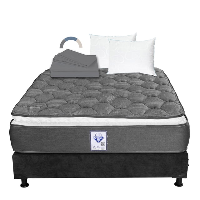 Colchón Matrimonial Spring Air Aries + Box + Almohada Osos 2 + Sábanas Basic