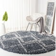 thumbnail image 3 of SAFAVIEH Pro Lux Emmeline Geometric Shag Area Rug, Blue/Creme, 6'7" x 6'7" Round, 3 of 11