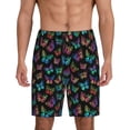 thumbnail image 1 of Balery Multicolored Butterflies Pantalones cortos de pijama de punto de algodón para hombre con cinturilla y bolsillos-Large, 1 of 6