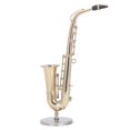 thumbnail image 3 of Miniature Saxophone with Brass Stand, Realistic Mini Musical Instrument Dollhouse Model Home Decoration, 3 of 3