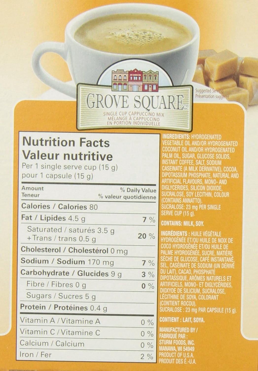 Grove Square Caramel Cappuccino Single-Serve Coffee Pods 48 count