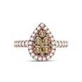 thumbnail image 2 of 14kt Rose Gold Womens Round Brown Diamond Teardrop Cluster Ring 1 Cttw, 2 of 4