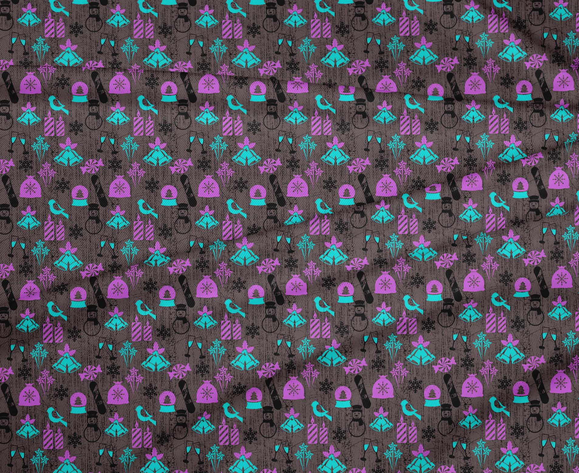 oneOone Polyester Lycra Gray Fabric Christmas Dress Material Fabric Print Fabric By The Yard 56 Inch Wide