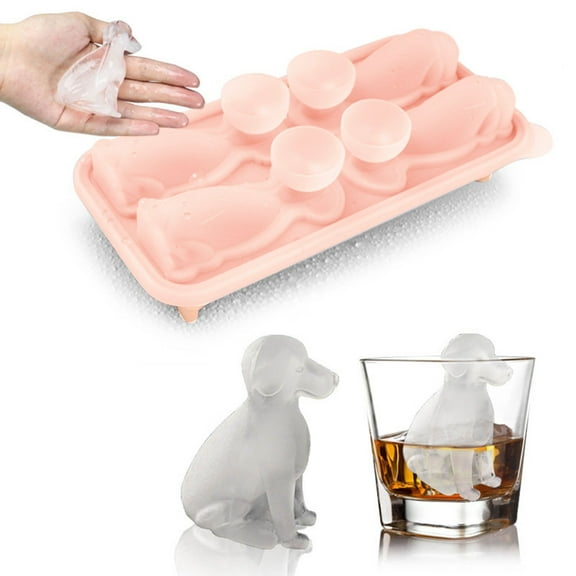 WIFKLSIIPG Cute Mould Dog Shapes Tray Silicone Ice Mould Fun Shapes Make 4 Ice for Iced Coffee