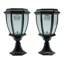 ChicHomey Outdoor Waterproof Solar Power LED Pillar Light Lamp Garden Yard 2pcs Black
