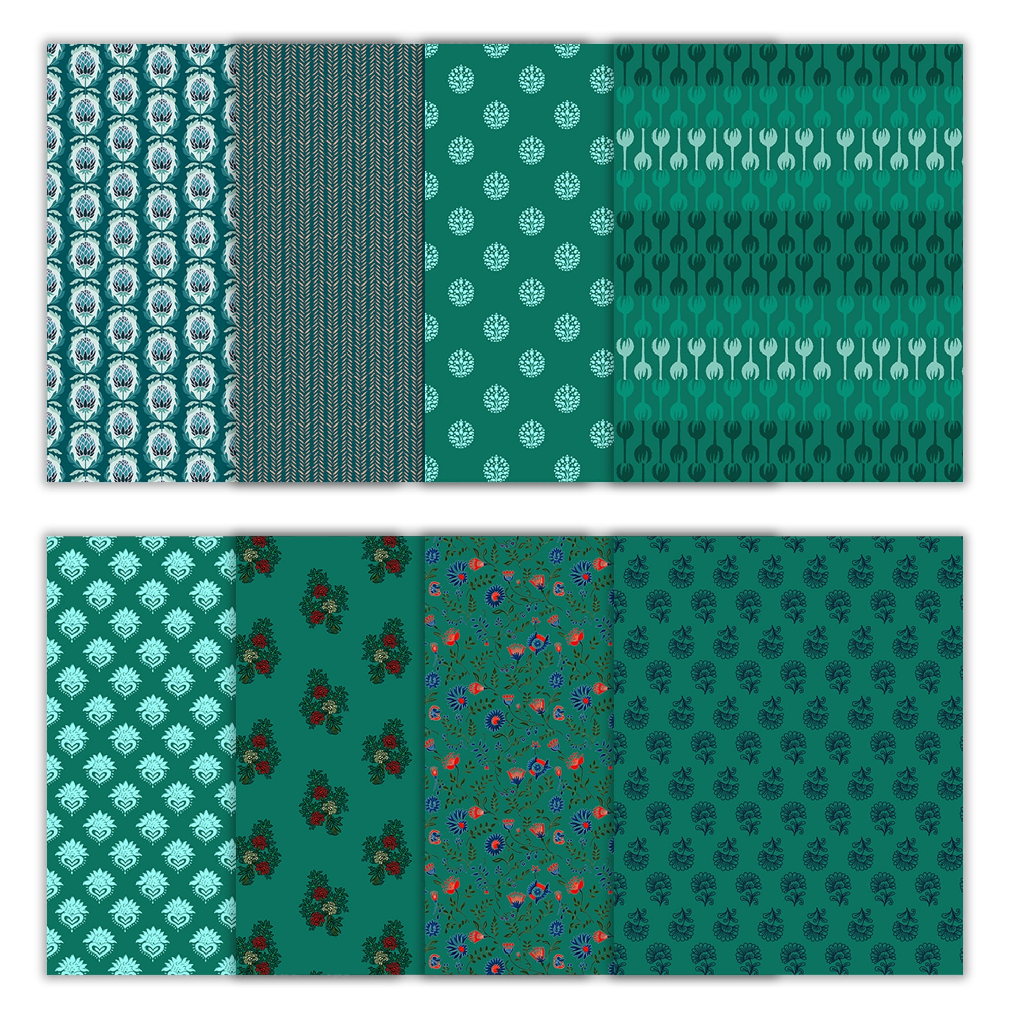 Soimoi 8 Pc Fat Quarter Bundle- Block Print 18"x 22" DIY Patchwork- 100% Cotton Pre-Cut Quilting Fabric Multicolor
