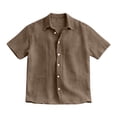 thumbnail image 2 of Men's Short Sleeve Button Down Shirt Casual Summer Beach Wedding Vacation Shirts (Brown,XL), 2 of 4
