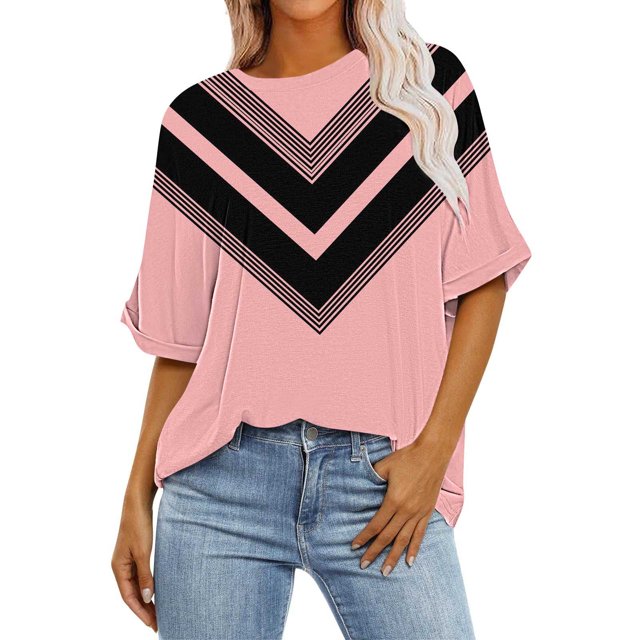 Lolmot Blouses pour Femmes, Mode Décontractée pour Femmes, Chemise Ample à Manches Courtes Imprimée