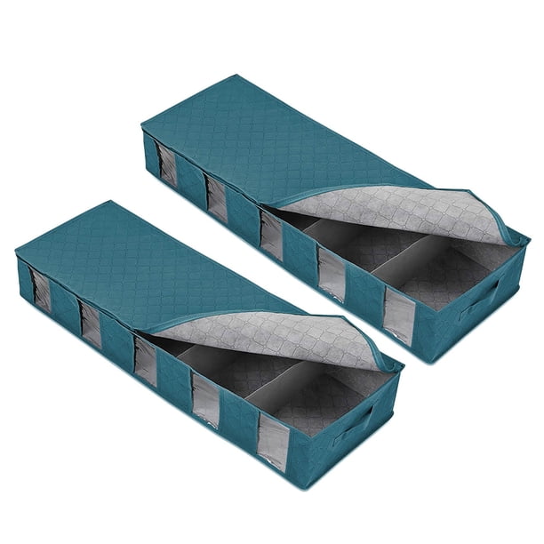 Caja de almacenamiento debajo de la cama, bolsa de almacenamiento extra grande, clasificación de ropa, compartimento plegable plano debajo de la cama, bolsas grandes para guardar edredones,