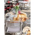 thumbnail image 4 of Outdoor Tablecloth with Umbrella Hole and Zipper, Orange Grey Pumpkins Fall Round Table Cloth 54 Inch Waterproof Tablecloth, Vintage Thanksgiving Botanical Picnic Table Cover for Patio Camping, 4 of 7